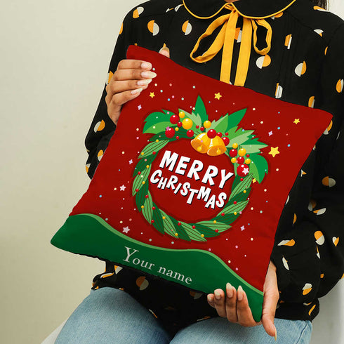 Personalized Merry Christmas Cushion for Festive Home Décor - Uncommongifts.in