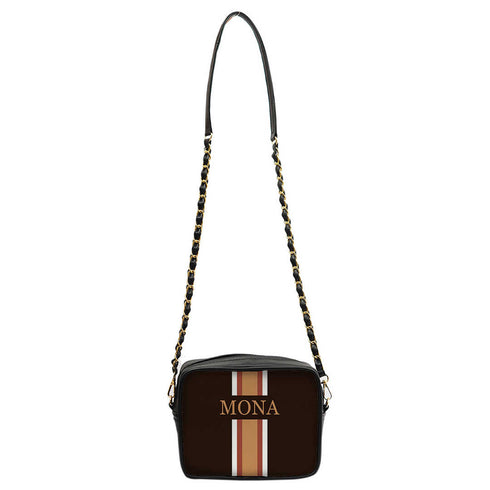 Customized Black Striped Sling Bag - Uncommongifts.in