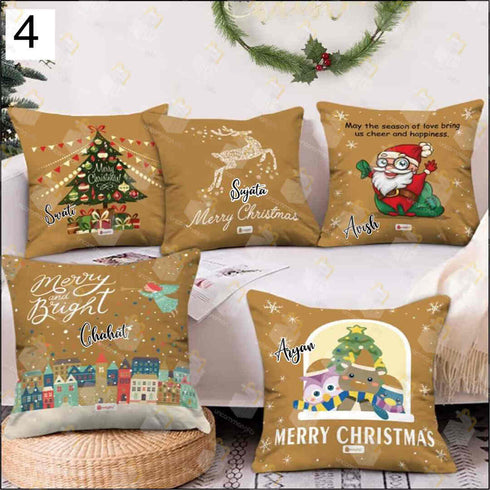 Personalized Merry Christmas Cushion Cover Set of 5