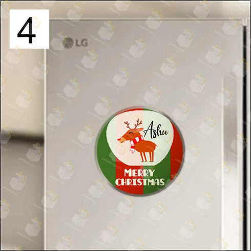 Personalised Merry Christmas Round Fridge Magnet