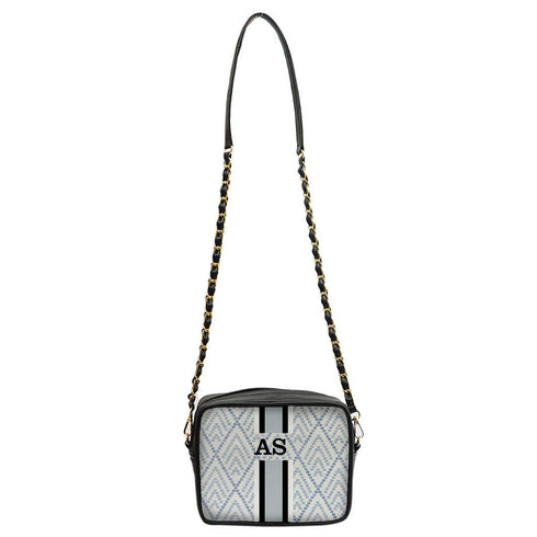 Geometric Customized Striped Sling Bag - Uncommongifts.in