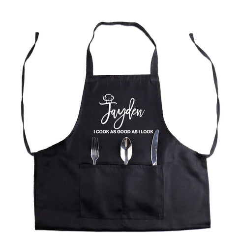 Personalised Canvas Cotton Kitchen Apron with Chef Hat