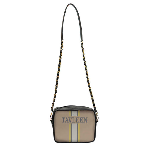 Canvas Customized Striped Sling Bag - Uncommongifts.in