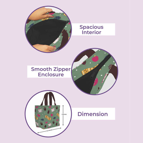 Printed Lunch Bag With Handles - Uncommongifts.in