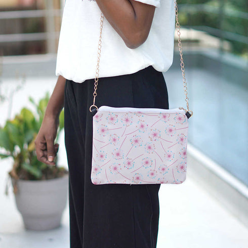 Pink Floral Printed Sling Bag - Uncommongifts.in