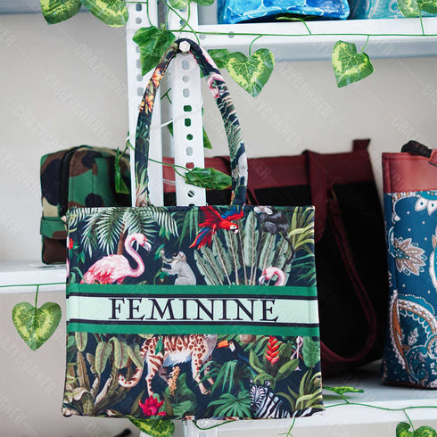 Customized Animal Printed Green Handheld Box Bag - Uncommongifts.in