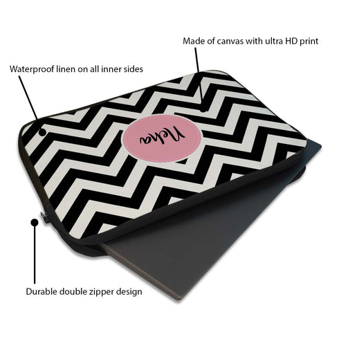 Black Printed Personalised Laptop Sleeve/Cover - Uncommongifts.in