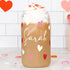 Personalized Heart Printed Glass Tumbler