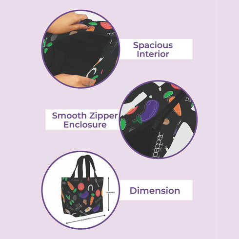 Printed Canvas Lunch Bag - Uncommongifts.in