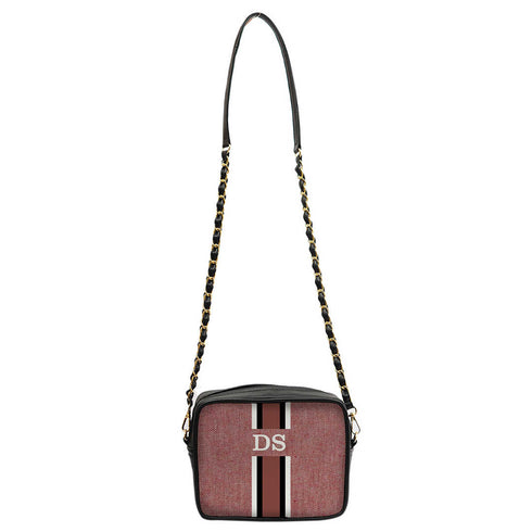 Customized Pink Striped Sling Bag - Uncommongifts.in