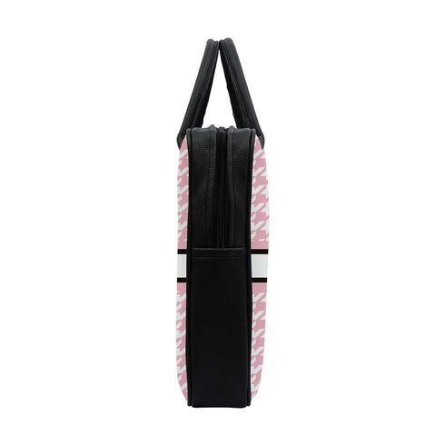 Baby Pink Geometric Customised Canvas and PU Laptop Bag - Uncommongifts.in