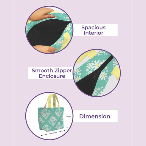 Floral Printed Canvas Lunch Bag - Uncommongifts.in