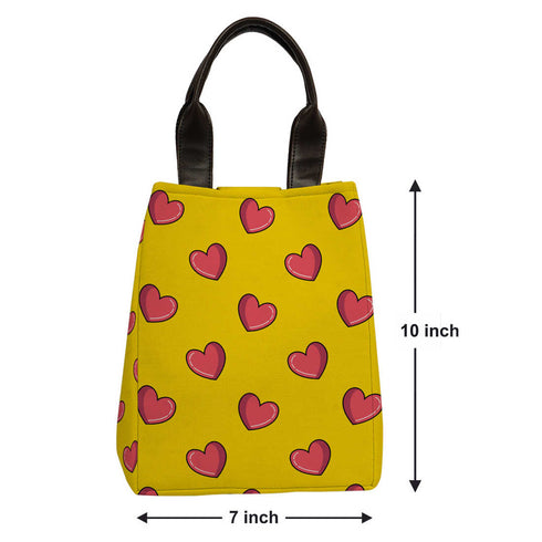 Yellow Printed Lunch Bag With Handle - Uncommongifts.in