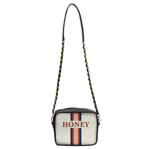 Canvas Personalized White Striped Sling Bag - Uncommongifts.in