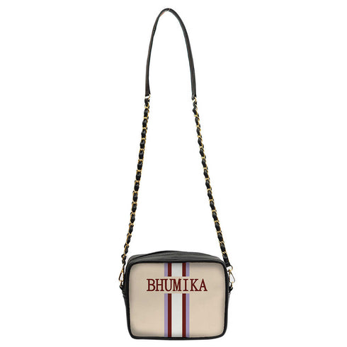 Customized Canvas Striped Sling Bag - Uncommongifts.in