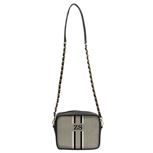 Customized Grey Striped Sling Bag - Uncommongifts.in