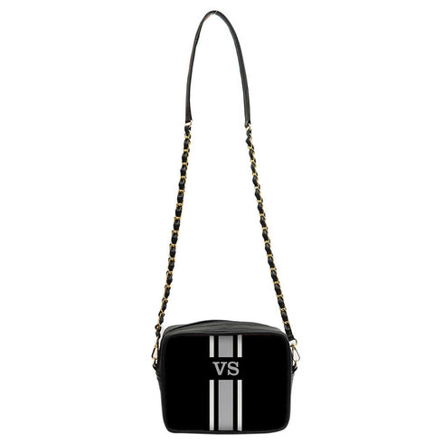 Customized Black Striped Sling Bag - Uncommongifts.in