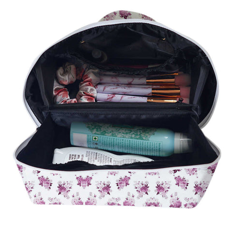 Personalised Floral Printed Traveler Cosmetic Storage Vanity Pouch