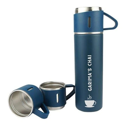 Customize Vacuum Flask Set Water Bottle - Navy Blue
