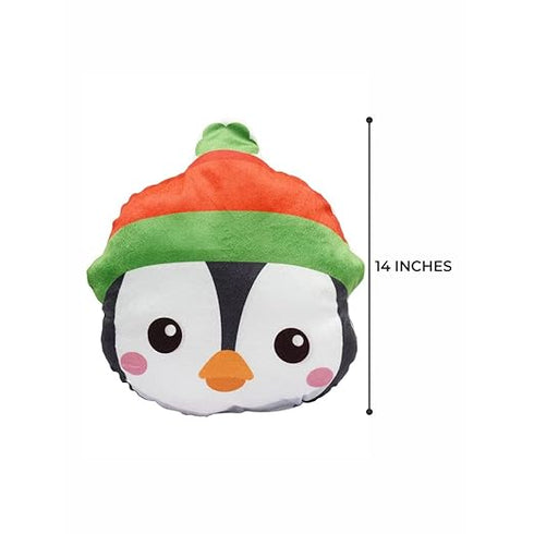 Stuffed Christmas Penguin Printed Pillow - Uncommongifts.in