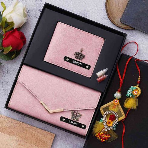 Personalised Bhai Bhabhi Rakhi Combo Gift Set