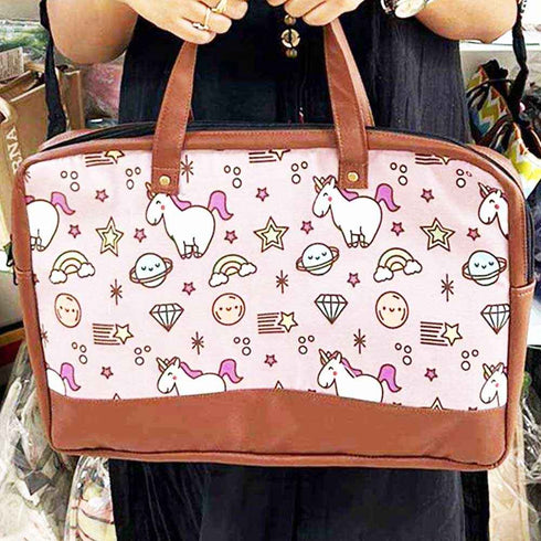 Unicorn Feather Canvas & PU Laptop Bag Fit 15.6 Inch Laptop