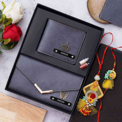 Personalised Bhai Bhabhi Rakhi Combo Gift Set
