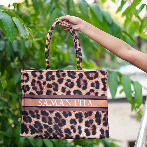 Customized Animal Printed Brown Handheld Box Bag - Uncommongifts.in
