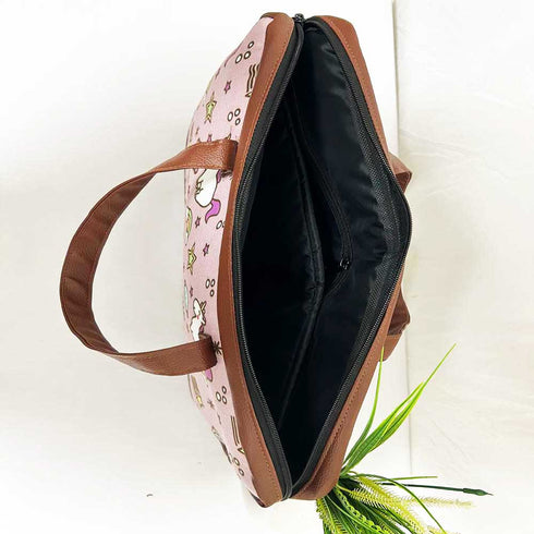 Unicorn Feather Canvas & PU Laptop Bag Fit 15.6 Inch Laptop