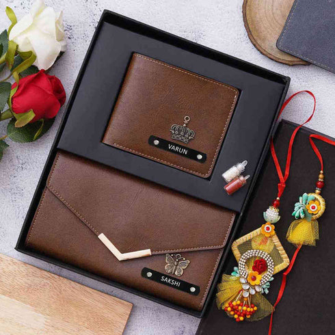 Personalised Bhai Bhabhi Rakhi Combo Gift Set