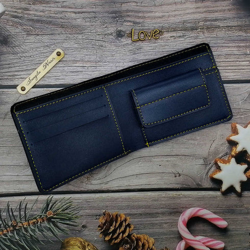 Personalised Men's Wallet With Charm - Blue - Uncommongifts.in