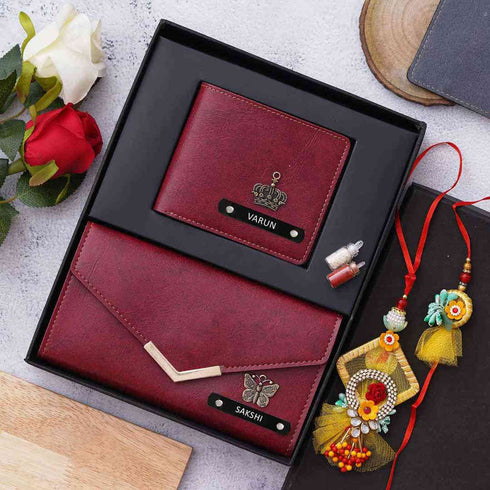 Personalised Bhai Bhabhi Rakhi Combo Gift Set
