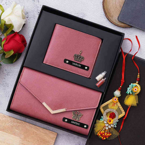 Personalised Bhai Bhabhi Rakhi Combo Gift Set