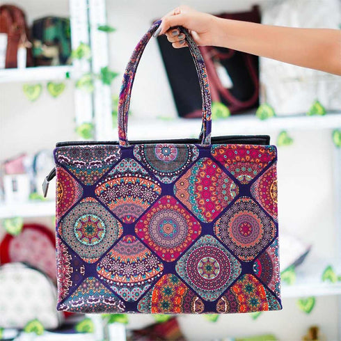 Customized Mandala Art Printed Handheld Box Bag - Uncommongifts.in