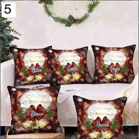 Personalized Merry Christmas Cushion Cover Set of 5