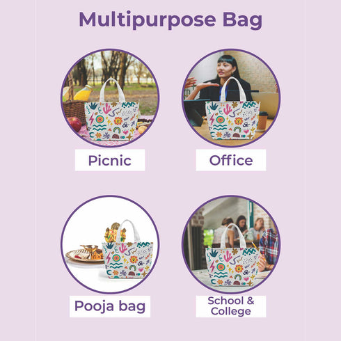 Printed Canvas Lunch Bag for Men and Women - Uncommongifts.in