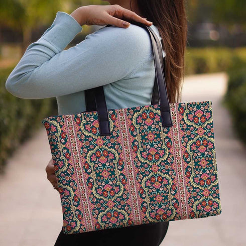 Kalamkari Floral Print Women's Office Bag - Uncommongifts.in