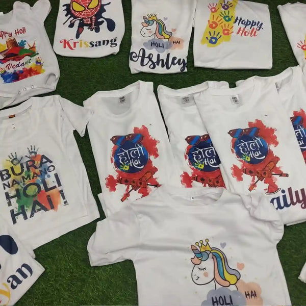 Personalized Holi Printed T-Shirt for Kids