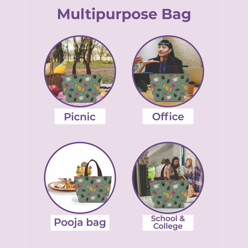 Printed Lunch Bag With Handles - Uncommongifts.in