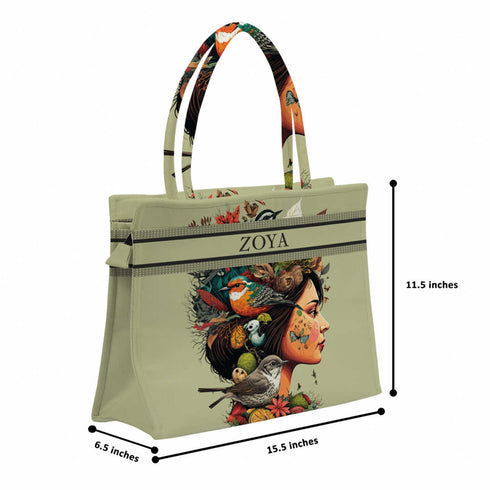 Beautiful Girl Printed Box Tote Bag - Uncommongifts.in