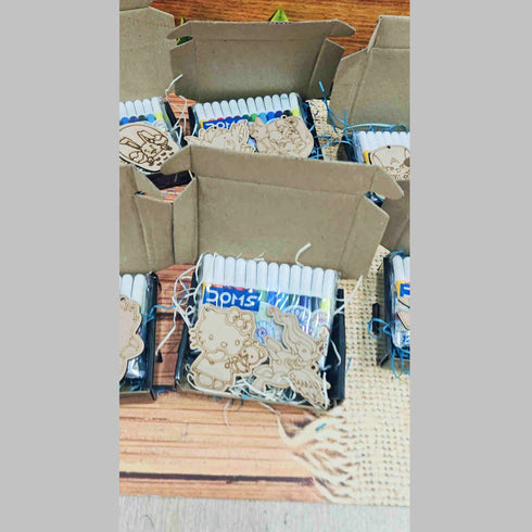 Personalised Crafting DIY MDF Kit Cutout Keychain Set of 20 for Kids