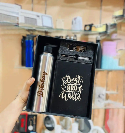 Personalized Steel Bottle with Diary Set Combo