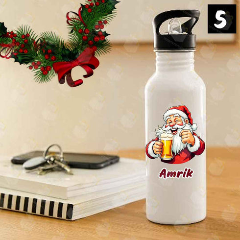 Personalised Steel Bottle With Straw for Christmas