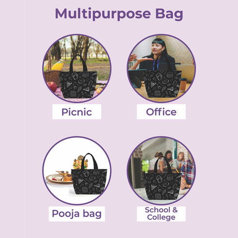 Printed Canvas Lunch Bag - Uncommongifts.in