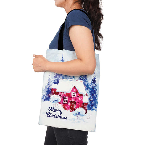 Merry Christmas House - Christmas Theme Printed Tote Bag - Uncommongifts.in
