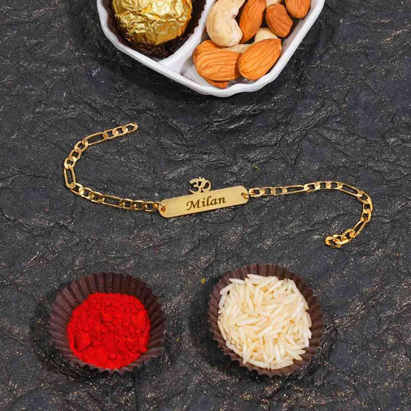 Personalised Gold Bracelet Rakhi For Brother