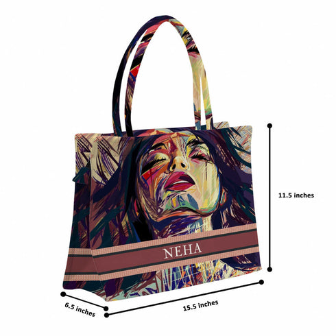 Beautiful Girl Printed Box Tote Bag - Uncommongifts.in