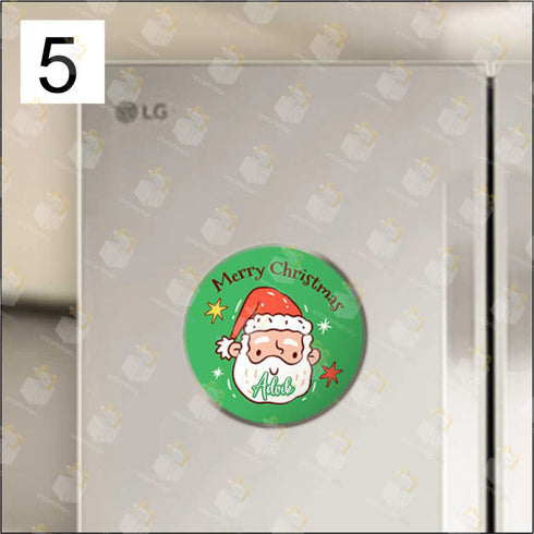 Personalised Merry Christmas Round Fridge Magnet