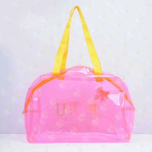 Personalised Kids Jelly Duffle Bag With Patch and Initial Letter - Pink
