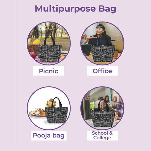 Printed Canvas Lunch Bag - Uncommongifts.in